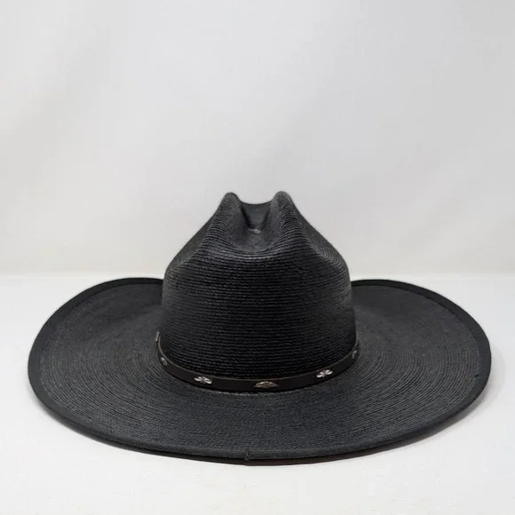 Wild Bill's 20X Straw Cowboy Hat Size 7 3/8 Black Palm Straw Western Wear - Picture 3 of 11